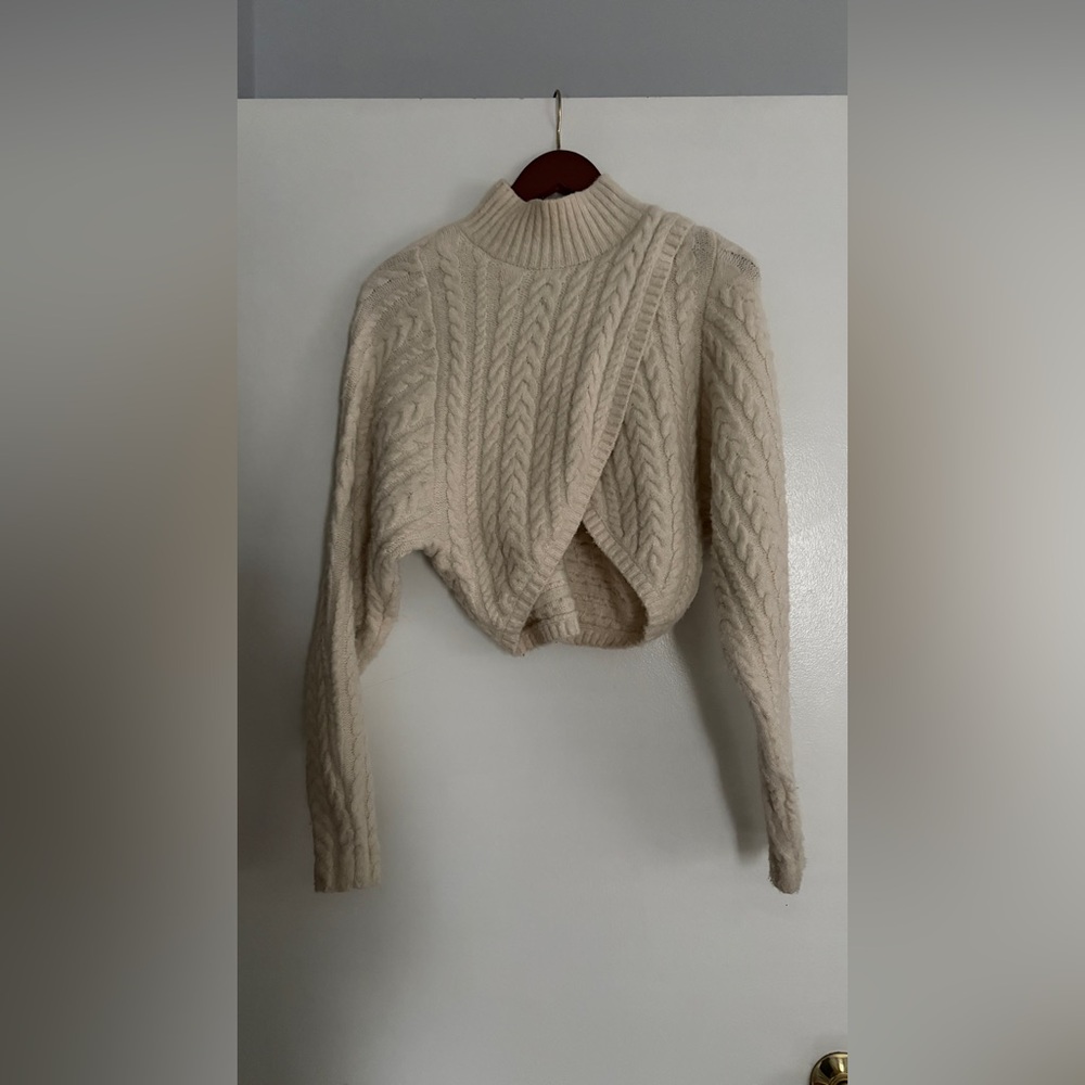 For Love And Lemons Cream Cable Knit Sweater